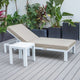 Chelsea White Chaise Lounge Chairs With Side Table, Beige