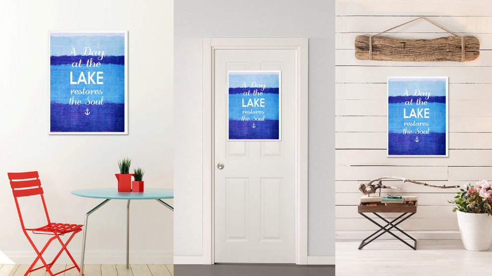 At The Lake Restores The Soul Inspirational, Canvas, Picture Frame, 28"X37"