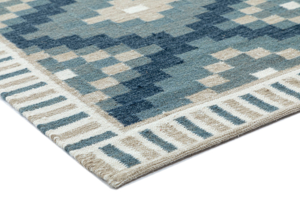 NuStory Mosaic Panja Hand-Made Contemporary Area Rug in Green, 5' x 8'