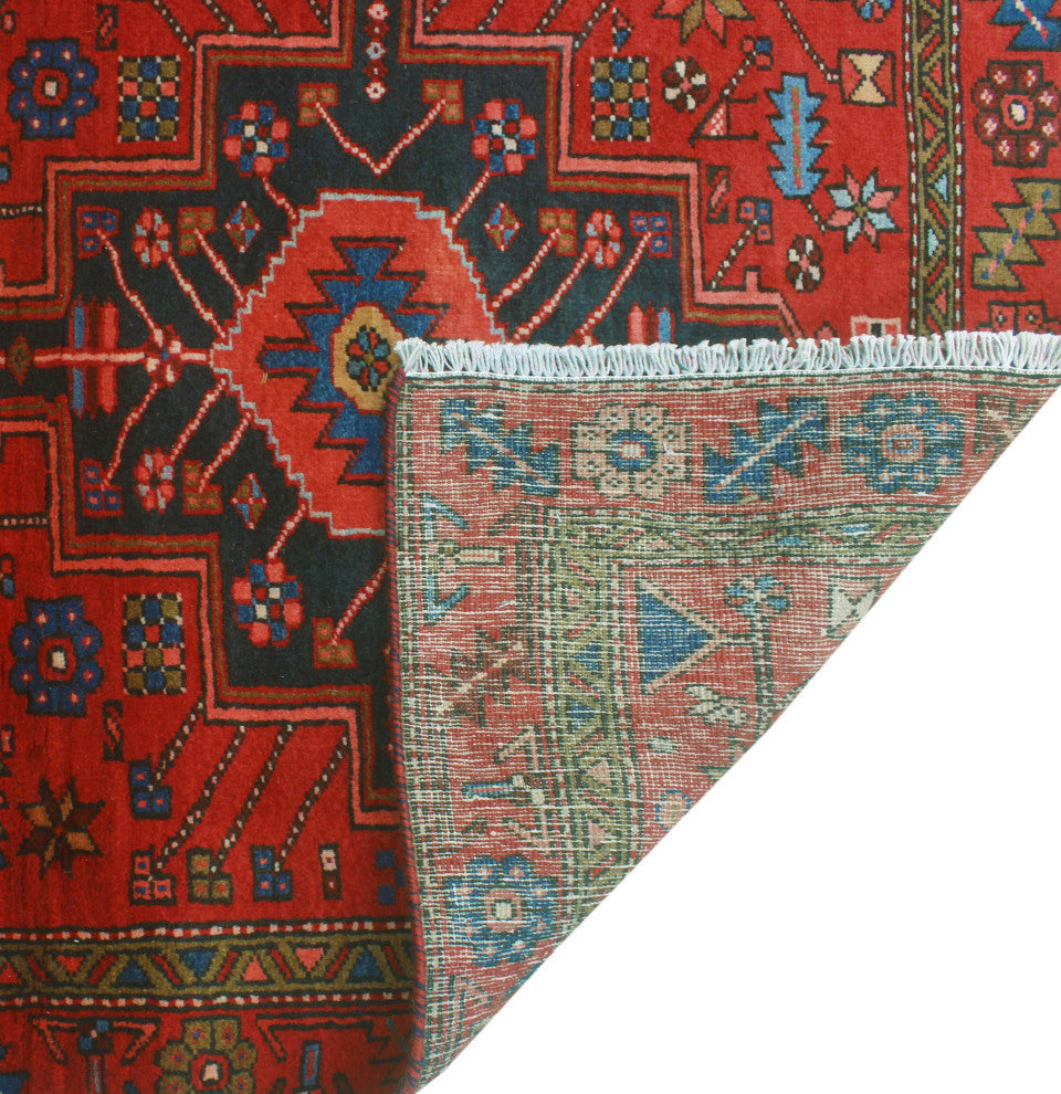 Fine Vintage Distressed Adalbeor Burgundy/Blue Runner, 3'5x10'10