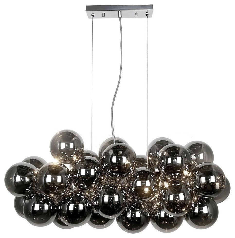10-Light Horiz. Pendant, Polished Chrome With Smoked Glass