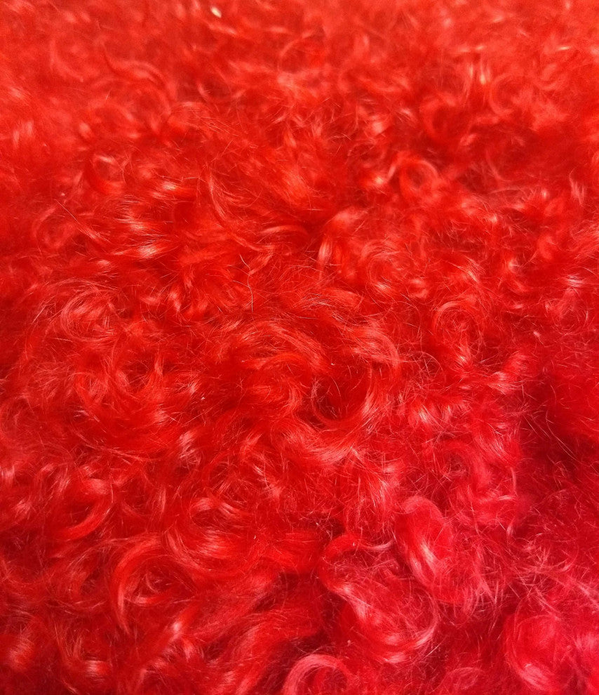 HomeRoots 20" Red Genuine Tibetan Lamb Fur Pillow With Microsuede Backing