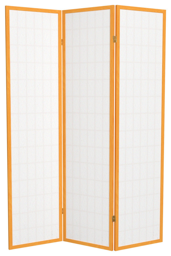 6' Tall Window Pane Shoji Screen, Honey, 3 Panels