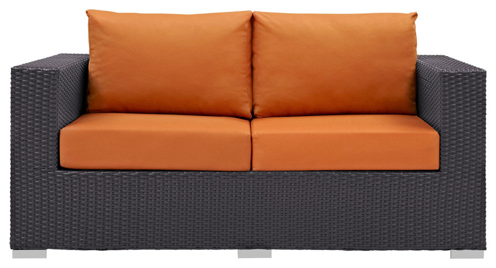 Modway Convene Outdoor Patio Loveseat, Espresso Orange