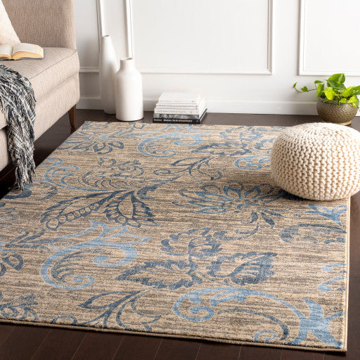 Surya Riley RLY-5109 6'7"x9'6" Rug, Denim/Sky Blue/Charcoal/Beige/White