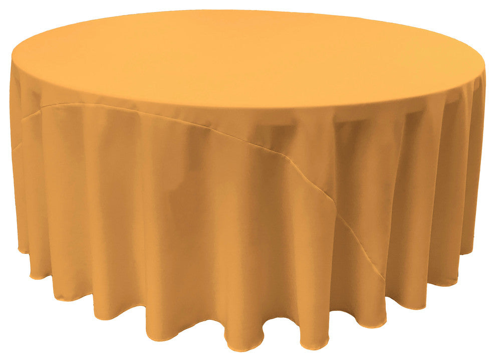 LA Linen Round Polyester Poplin, Gold, 132" Round