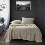 Waffle Weave Cotton Coverlet Set, 3 Piece, Light Tan, Queen
