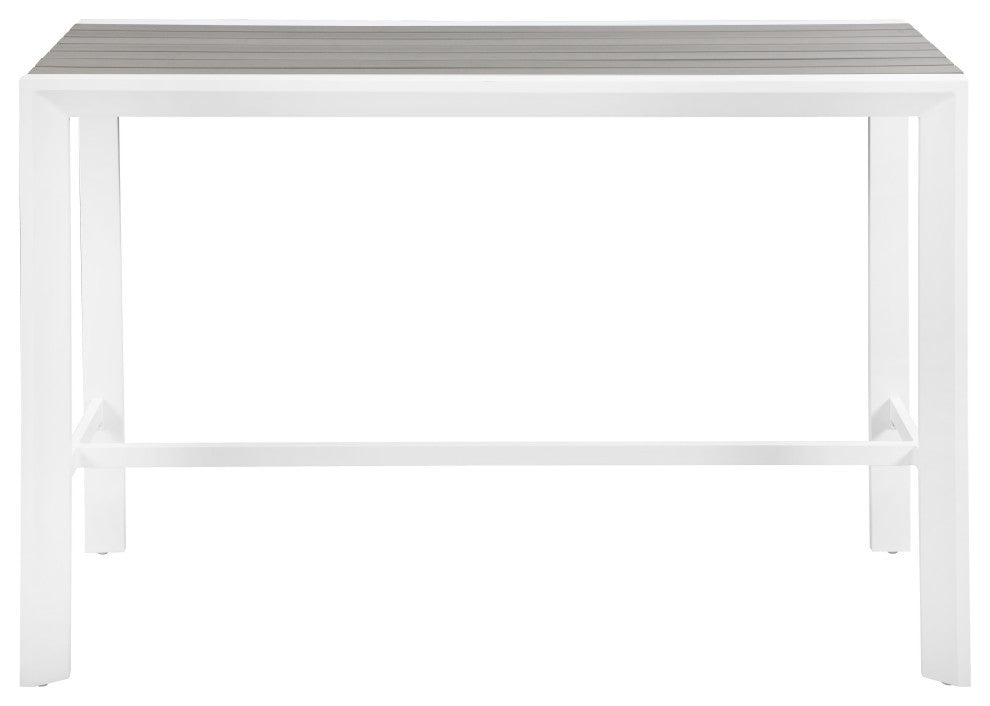 Nizuc Outdoor Rectangular Patio Bar Table, Light Gray