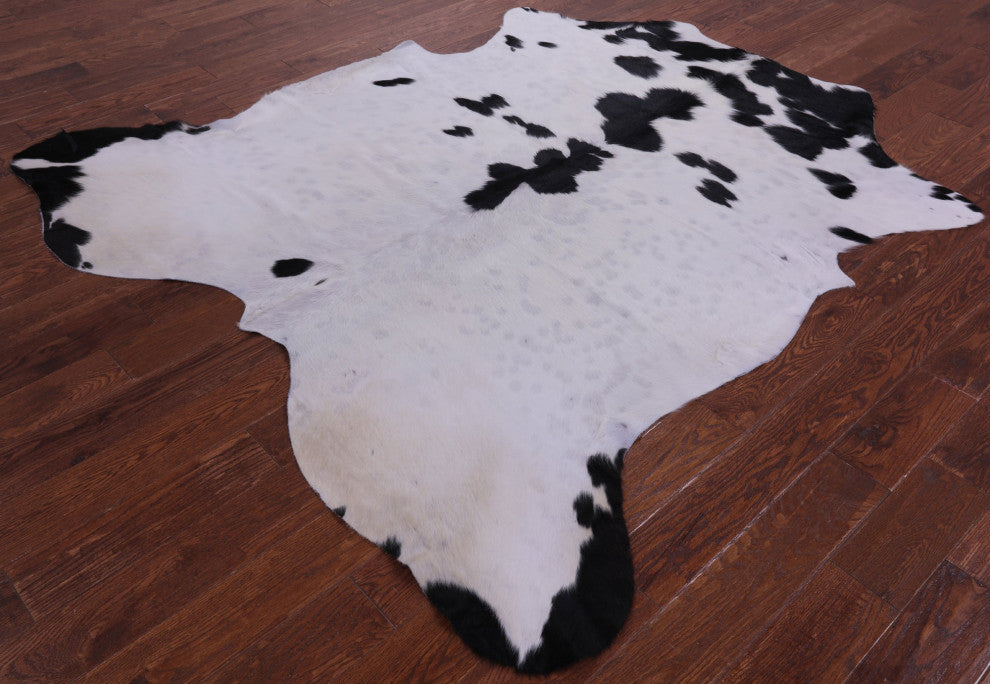 Black and White Natural Cowhide Rug 7' 0" X 6' 7" C1680