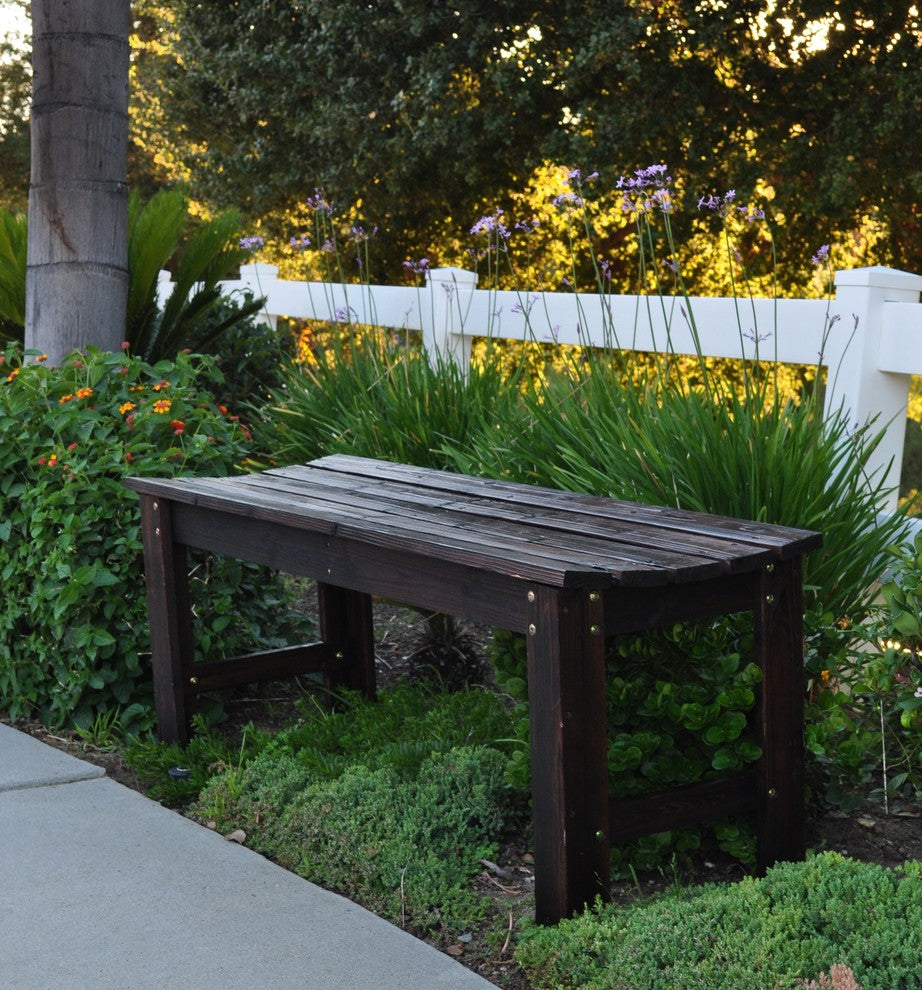 4' Backless Garden Bench, Burnt Brown