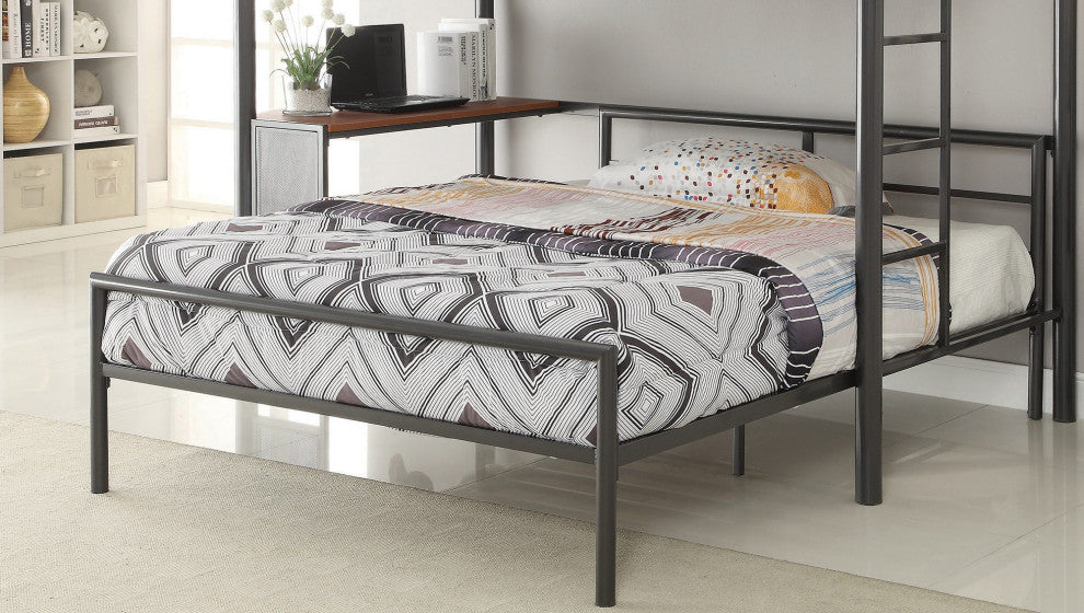Metal Full Bed with Sleek Lines, Gunmetal