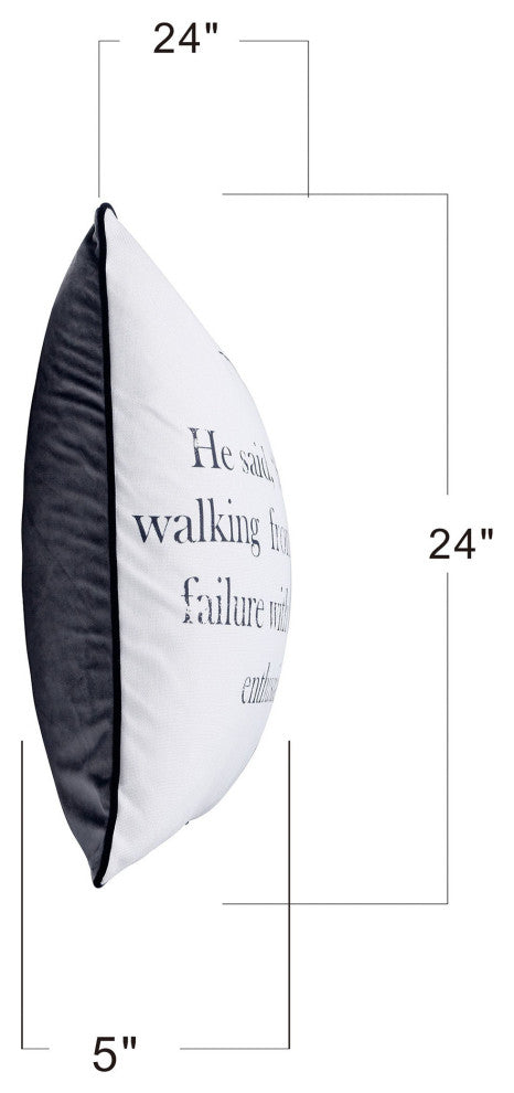 Dann Foley Double Sided Pillow Churchill Quote Gray Velvet 24" X 24"