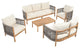 GDF Studio Outdoor 5-Piece Acacia Wood Patio Chat Set, Teak/Gray/Beige