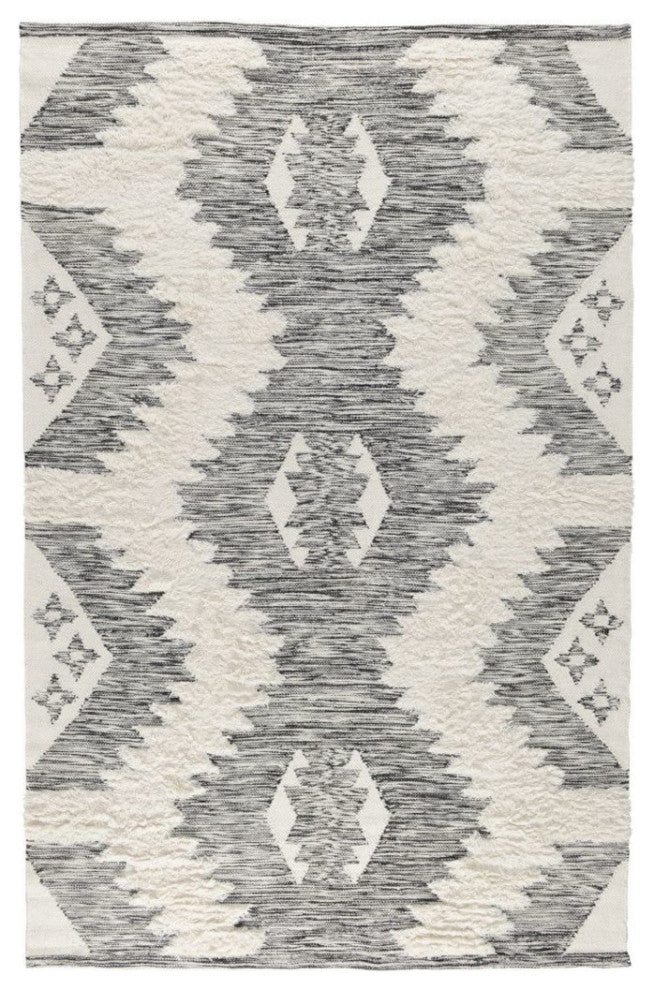 Classic Home Belmont Kilim Shag Ivory/Black 2.6x8 Rug