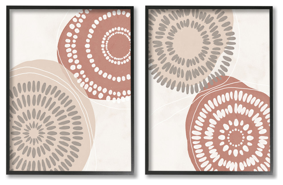 Geometric Mandala Ink Drops Boho Circular Doodle, 2pc, each 24 x 30
