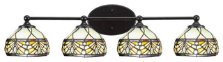 Capri 4-Light Bath Bar, Matte Black/Royal Merlot Art