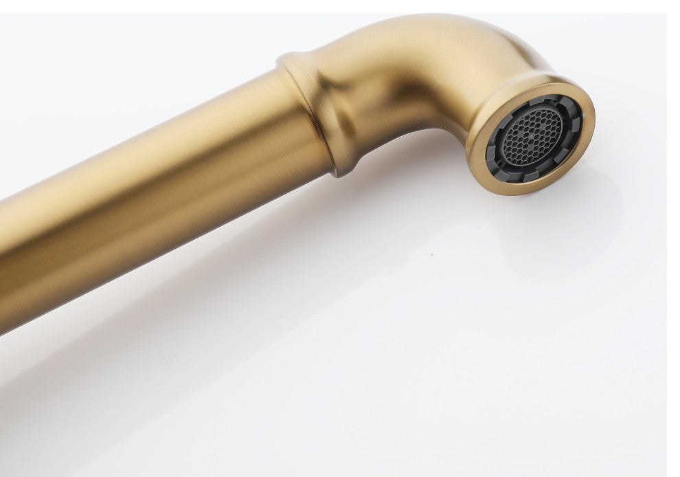 Deck Mounted Single Hole Bathroom Sink Faucet, Brushed Gold