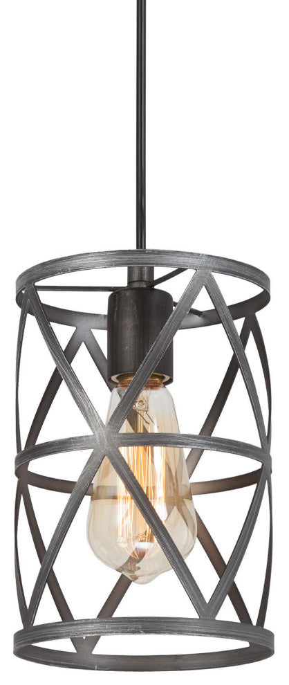 LALUZ 6-in Black Sweep Silver Industrial Mini Pendant Light