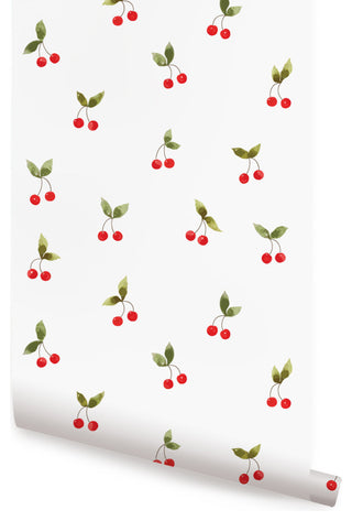 Cherries Patch Peel and Stick Vinyl Wallpaper, 24"w X 108"h