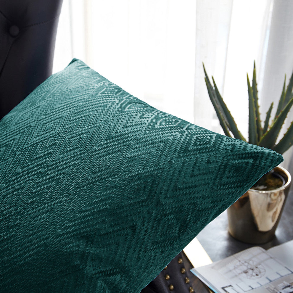 IKAT Velvet Pillow Shell Sets, Sapphire, 4 Piece 20" X 20"