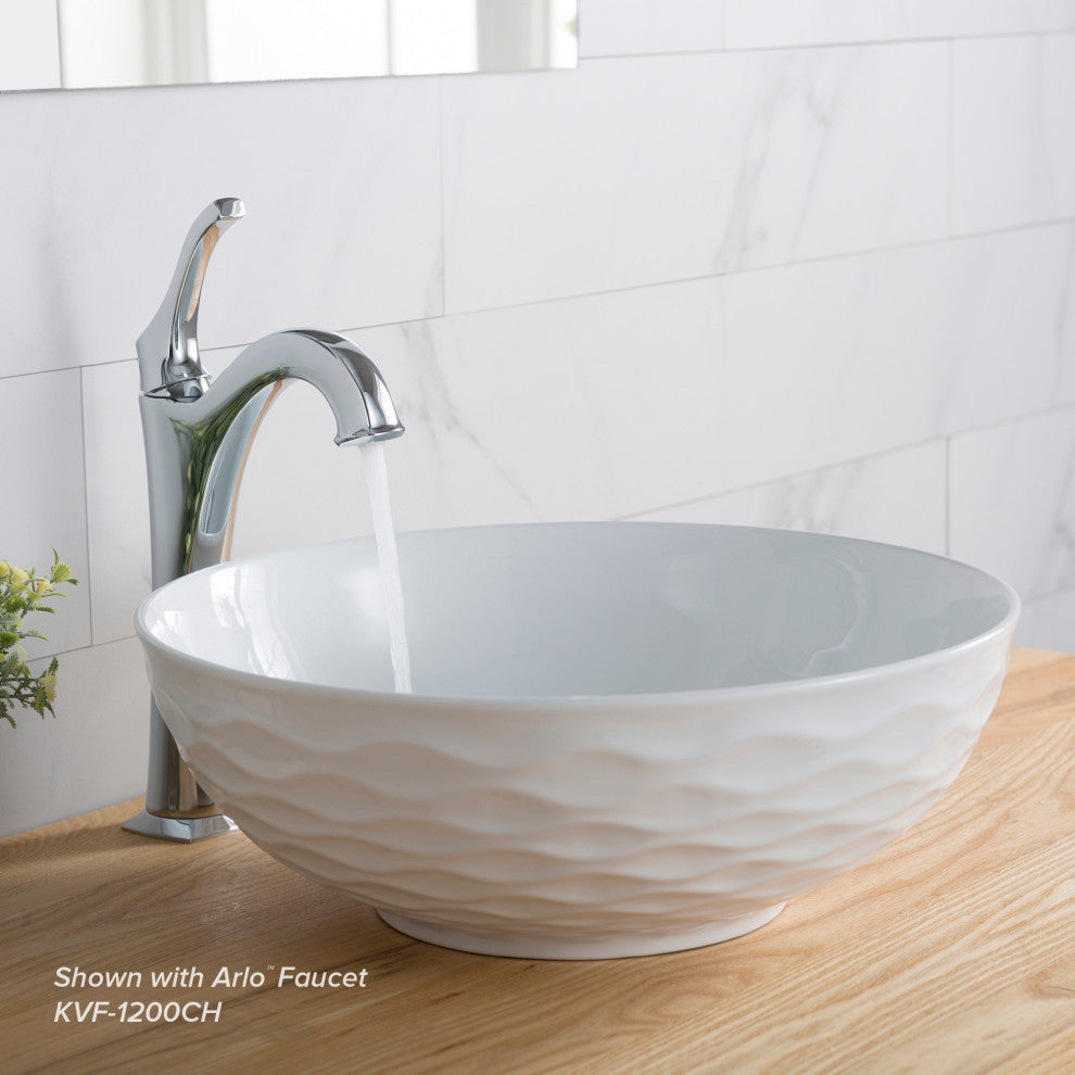 Viva Ceramic Round Vessel Bathroom Sink, White