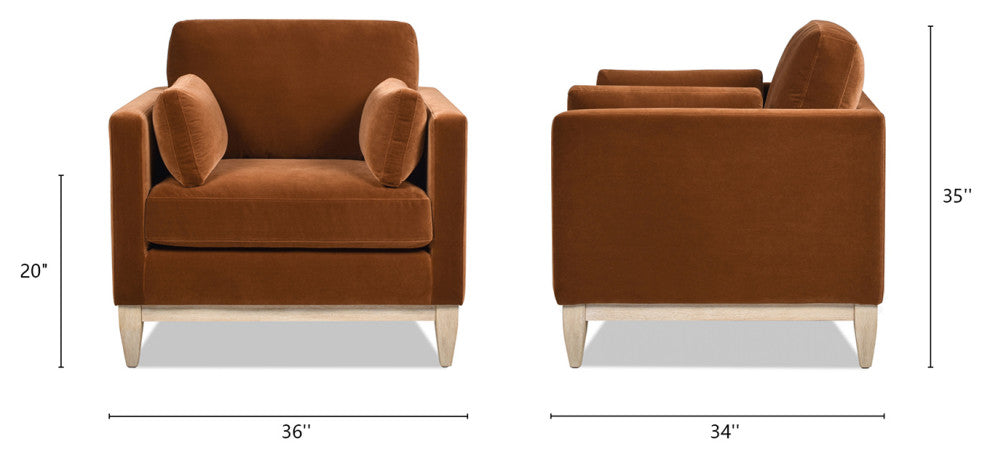 Knox 36" Modern Farmhouse Arm Chair, Burnt Orange Performance Velvet