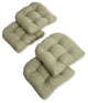 19" U-Shaped Twill Tufted Dining Chair Cushions, Set of 4, Sage Green