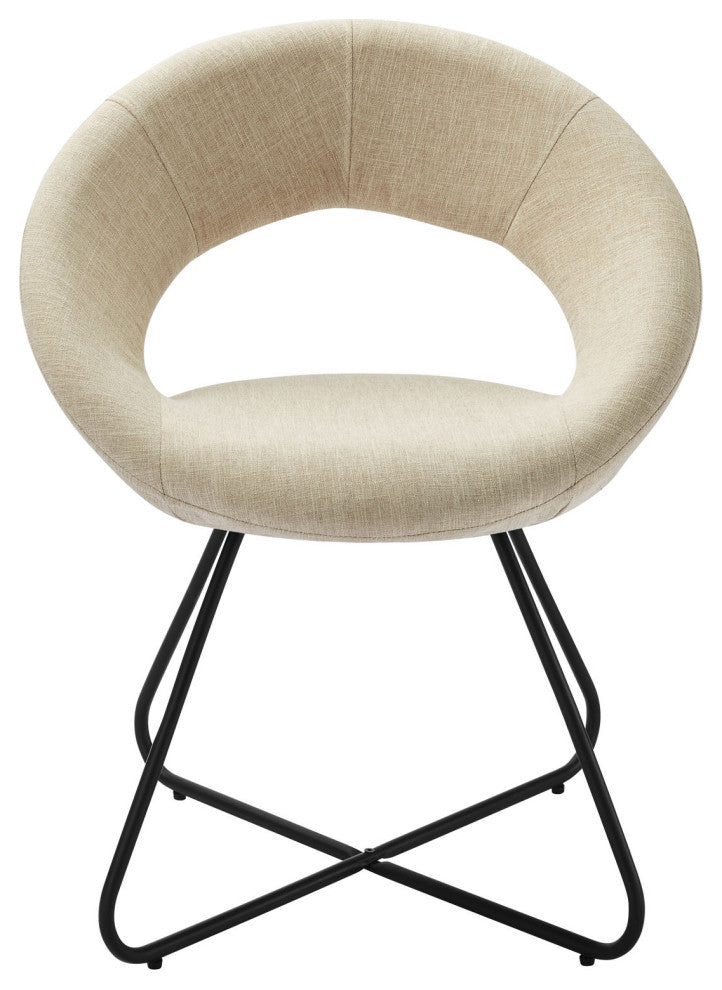 Nouvelle Upholstered Fabric Dining Chair Set of 2 Black Beige