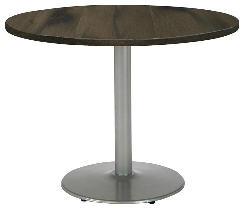 KFI Urban Loft 42" Round Breakroom Table Barnwood Rnd Silver Base Stand. Height