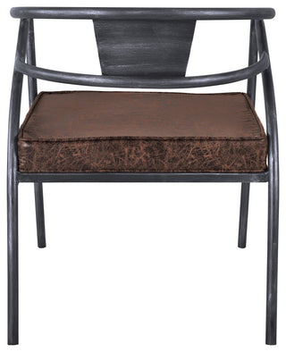 Paisley Modern Dining Chair in Industrial Gray Finish and Brown Fabric