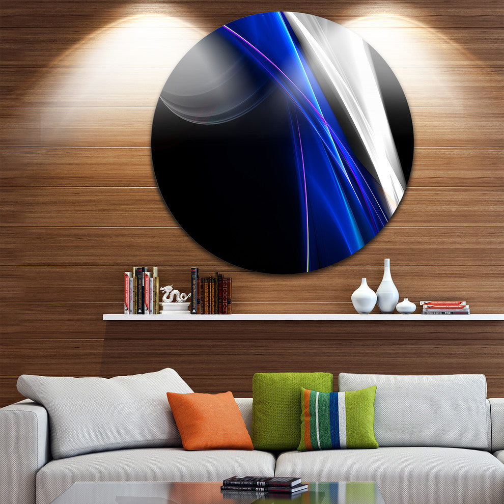 Glittering Blue Pattern, Abstract Digital Art Disc Metal Artwork, 23"