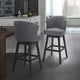 Mussig 26" Wood Swivel Counter Stool, Espresso Finish, Gray Fabric