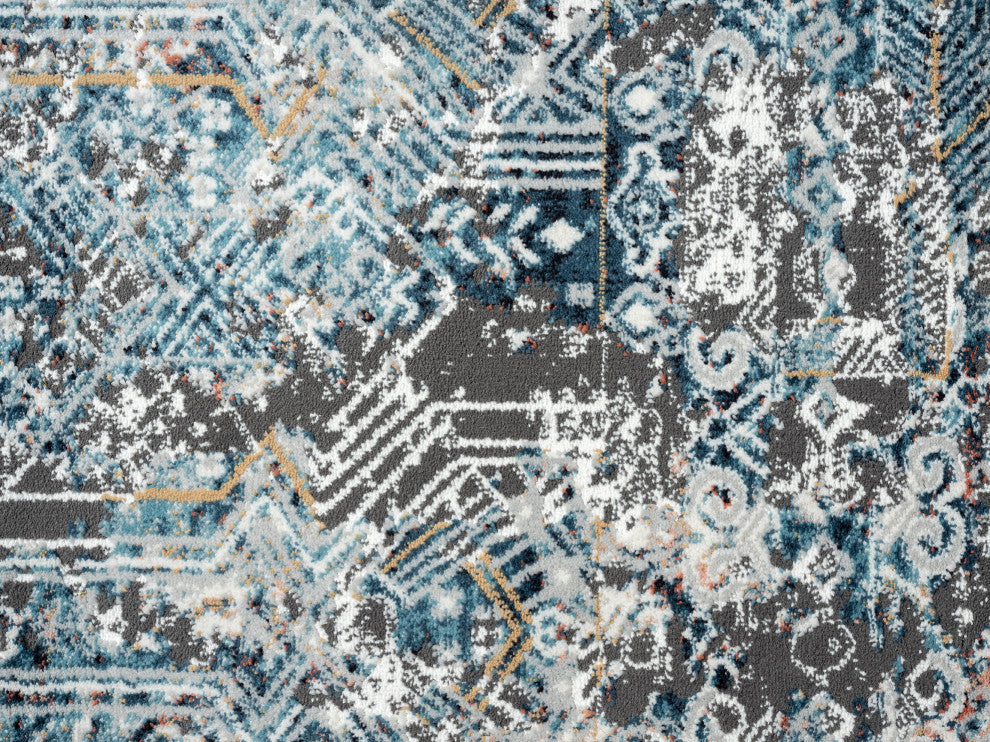 Abani Rugs Azure AZR180A Contemporary Blue and Ivory Abstract Area Rug
