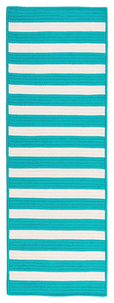 Stripe It TR49 Turquoise Indoor/Outdoor Area Rug, Rectangular 8'x11'