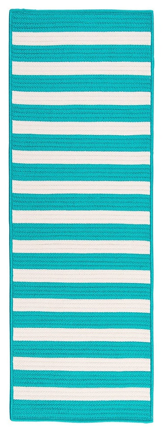 Stripe It TR49 Turquoise Indoor/Outdoor Area Rug, Rectangular 8'x11'