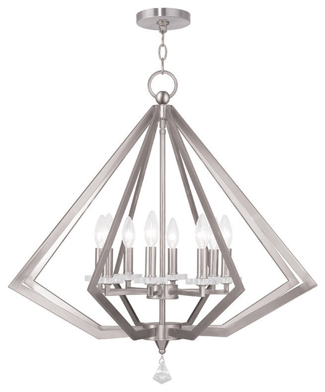 Diamond Chandelier, Brushed Nickel