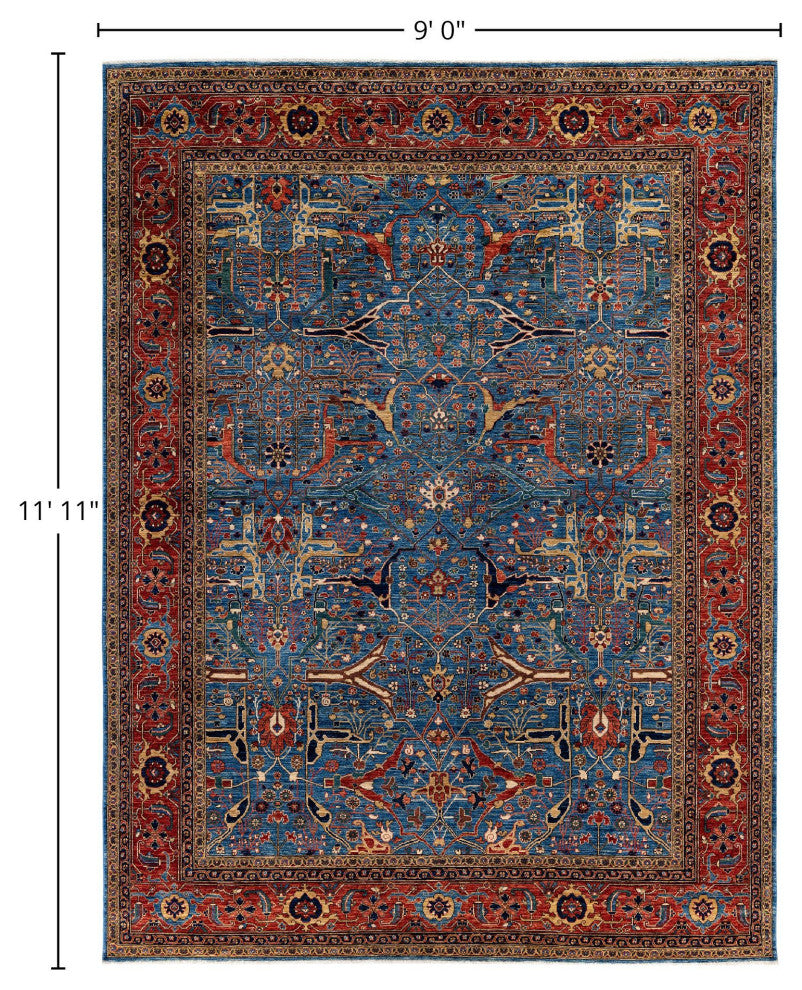 Serapi One-of-a-Kind Hand-Knotted Area Rug Light Blue, 9'0" x 11'11"
