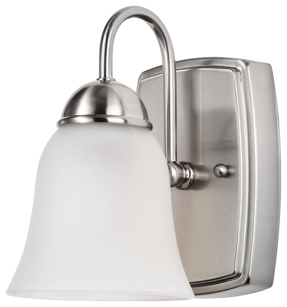 8W LED 1-Light Vanity, 3K, Brushed Nickel With Alabaster Glass