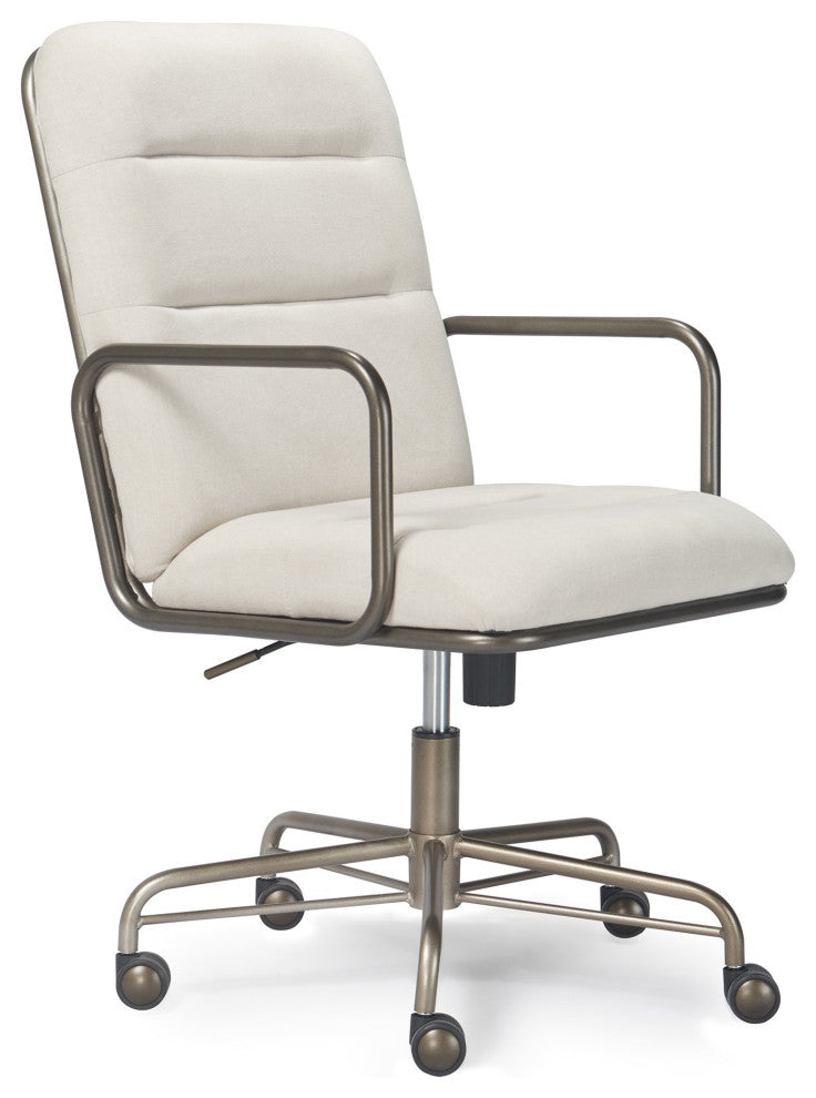 Office Chair, Metal Frame With Caster Wheels & Adjustable Height, Cream White