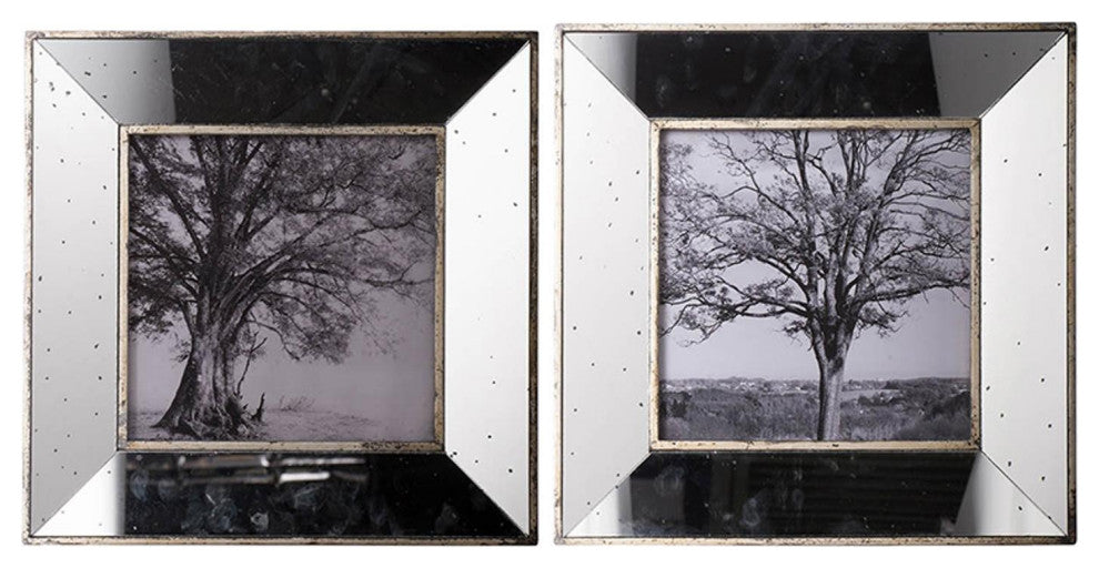 Set of 2 Vintage Style Mirrored Square Picture Frames
