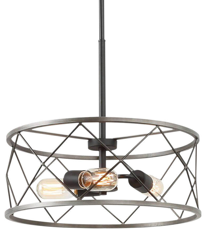Industrial 3-Light Metal Drum Pendant Lighting