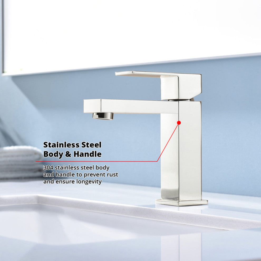 Monte Stainless Steel Single Hole Bathroom Faucet, Satin Nickel