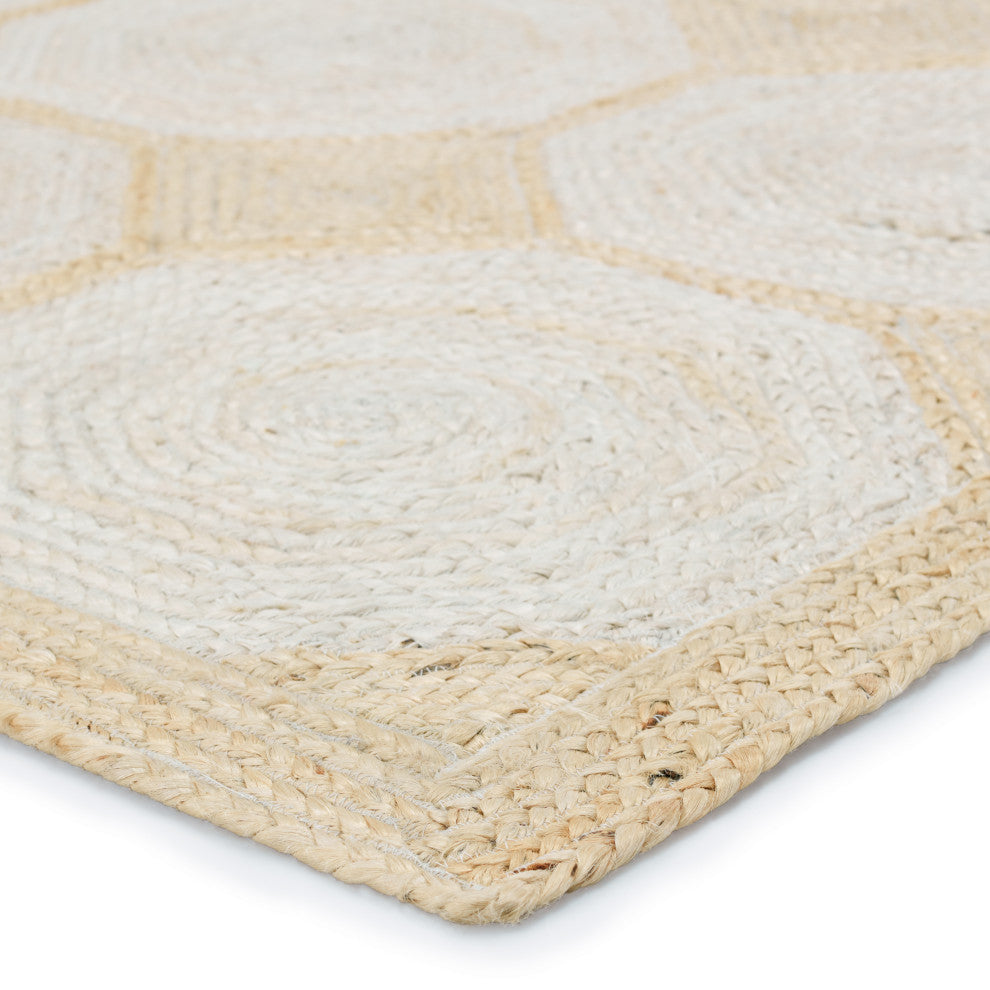 Fiorita Natural Geometric Light Beige/ White Area Rug 2'X3'