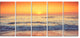 Yellow Cloudscape over Seashore, Large Beach Canvas Wall Art, 60"x28", 5 Panels