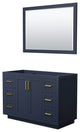 48" Single Bathroom Vanity, Dark Blue, No Countertop, Gold Trim, 46" Mirror