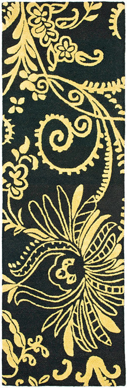 Safavieh Soho Soh832A Floral Rug, Black/Green, 6'0"x6'0" Square