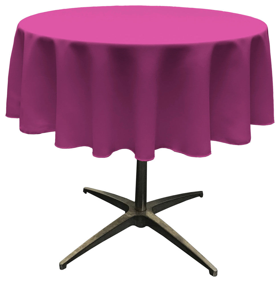 LA Linen Round Polyester Poplin, Magenta, 51" Round