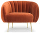 Channelled Accent Chair, Rust, Brass