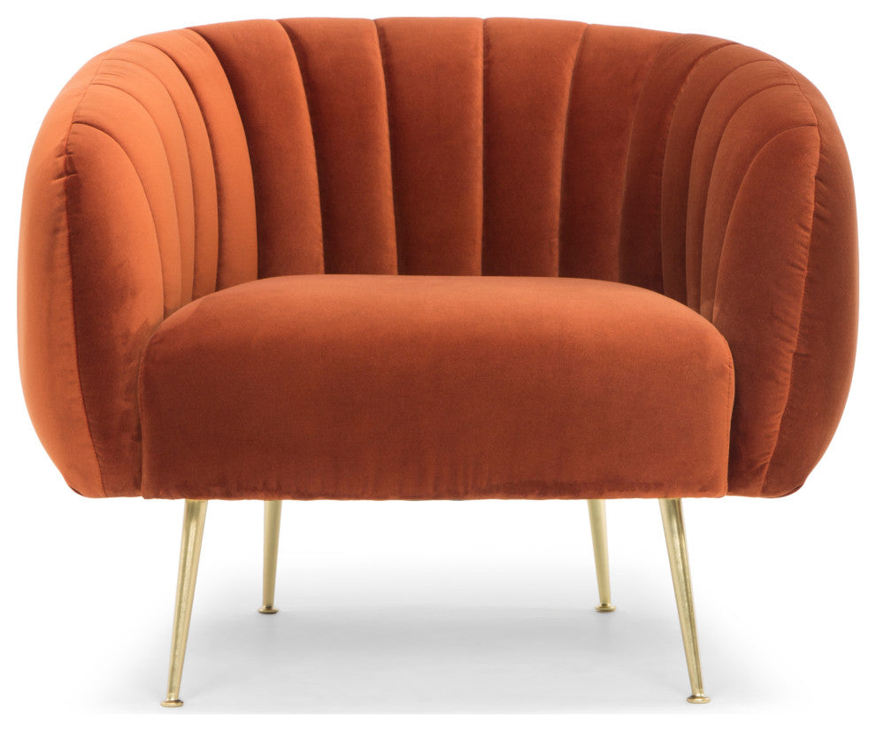 Channelled Accent Chair, Rust, Brass