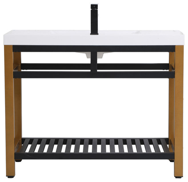 Home Living Single Bathroom Metal Vanity, Golden Black, 42"